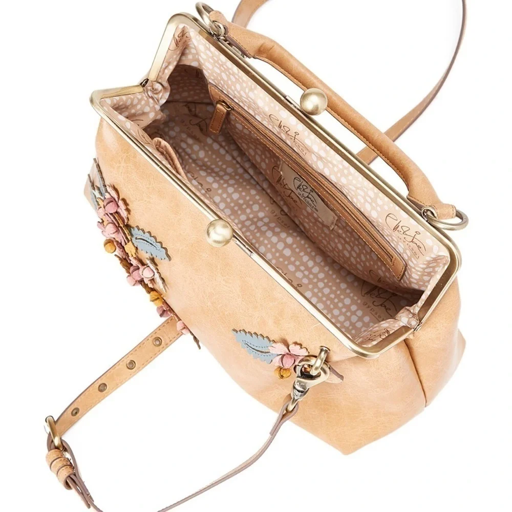 Elle Jae Gypset Tan vegan leather Satchel  Nwt fall casual career - Picture 4 of 6